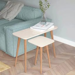 Mesa de Apoio Lateral Decorativa Quartzo Off White Pés Palito - Lyam Decor - 2