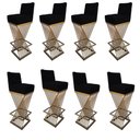 Ver imagem 1 de Kit 08 Banquetas Luma Base de Ferro Sued Preto - D'classe Decor