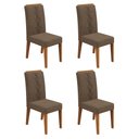 Ver imagem 1 de Conjunto Kit com 4 Cadeiras Estofadas para Sala de Jantar Yasmin MDF Freijó Linho Canela DJ Móveis