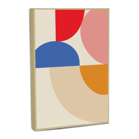 Quadro Decorativo Geométrico Colorido Abstrato com Moldura Filete