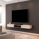 Ver imagem 2 de Rack Suspenso para Painel ou Tv até 75 Polegadas 2,10m 2 Portas com Nicho Montreal Off White