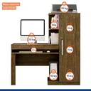 Ver imagem 6 de Mesa para Computador Escrivaninha com Armário Valdemóveis 1 Gaveta 130cm Ipê