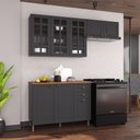 Ver imagem 2 de Cozinha Compacta Bariloche 8 Portas 2 Gavetas com Vidro e Tampo 100% MDF 6225 Chumbo - Indékes