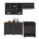 Ver imagem 1 de Cozinha Compacta Bariloche 8 Portas 2 Gavetas com Vidro e Tampo 100% MDF 6225 Chumbo - Indékes