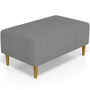Puff Decorativo Sala de Estar Cléo Pés Palito 90cm Linho Cinza Escuro