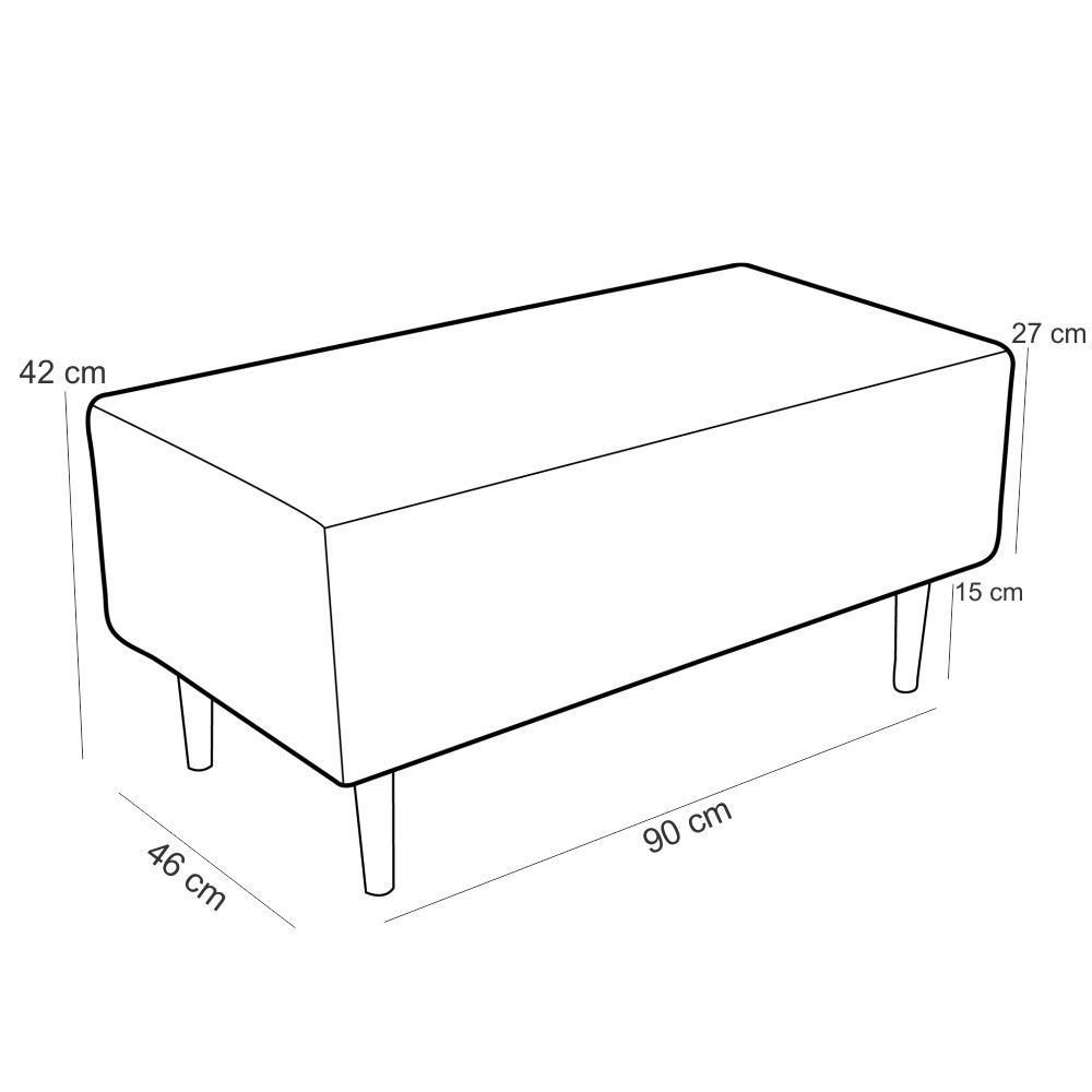 Puff Decorativo Sala de Estar Cléo Pés Palito 90cm Linho Cinza Escuro - 5