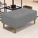 Ver imagem 2 de Puff Decorativo Sala de Estar Cléo Pés Palito 90cm Linho Cinza Escuro
