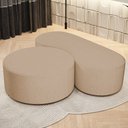 Ver imagem 2 de Kit Puff Redondo Lola e Puff Recamier Orgânico Orbit W01 Linho Bege Escuro - Lyam Decor