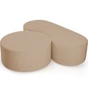Ver imagem 4 de Kit Puff Redondo Lola e Puff Recamier Orgânico Orbit W01 Linho Bege Escuro - Lyam Decor
