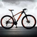 Ver imagem 2 de Bicicleta Xlt Aro 29 Quadro 19 Suspensão 21 Marchas Freio a Disco Alumínio Preto Laranja - Ksw