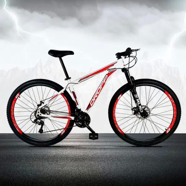 Bicicleta Aro 29 Quadro 17 Freio a Disco Mecânico 21 Marchas Alumínio  Branco Vermelho - Dropp | MadeiraMadeira