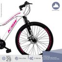Ver imagem 3 de Bicicleta Feminina Sunny Aro 29 Quadro 17 Suspensão 21v Freio a Disco Alumínio Branco Rosa - Ksw