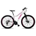 Ver imagem 1 de Bicicleta Feminina Sunny Aro 29 Quadro 17 Suspensão 21v Freio a Disco Alumínio Branco Rosa - Ksw