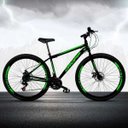 Ver imagem 2 de Bicicleta Aro 29 Quadro 17 Freio a Disco Mecânico 21 Marchas Aço Preto Verde - Dropp