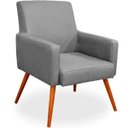 Ver imagem 3 de Kit 2 Poltronas Decorativas para Maria Linho Cinza Escuro - Lyam Decor