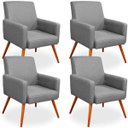 Ver imagem 1 de Kit 04 Poltronas Decorativas Para Sala de Estar Maria Linho Cinza Escuro - Lyam Decor