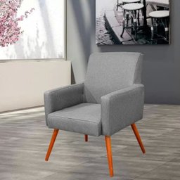 Kit 04 Poltronas Decorativas Para Sala de Estar Maria Linho Cinza Escuro - Lyam Decor - 2