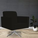 Ver imagem 2 de Poltrona Decorativa com Base Giratória Para Sala de Estar Helô Suede Preto - Lyam Decor