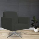Ver imagem 2 de Poltrona Decorativa com Base Giratória Para Sala de Estar Helô Suede Cinza - Lyam Decor