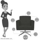 Ver imagem 3 de Poltrona Decorativa com Base Giratória Para Sala de Estar Helô Suede Cinza - Lyam Decor