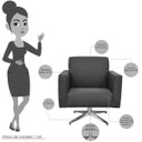 Ver imagem 3 de Poltrona Decorativa com Base Giratória Para Sala de Estar Helô Linho Chumbo - Lyam Decor