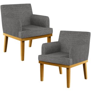 Kit 2 Poltronas Decorativas para Beatriz Linho Cinza Escuro - Lyam Decor