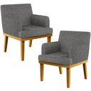 Ver imagem 1 de Kit 2 Poltronas Decorativas para Beatriz Linho Cinza Escuro - Lyam Decor