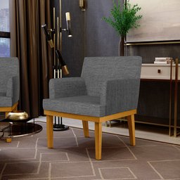 Kit 2 Poltronas Decorativas para Beatriz Linho Cinza Escuro - Lyam Decor - 3 Kit 2 Poltronas Decorativas para Beatriz Linho Cinza Escuro - Lyam Decor - 3