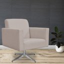 Ver imagem 2 de Poltrona Decorativa com Base Giratória Para Sala de Estar Helô Linho Bege - Lyam Decor