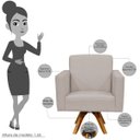 Ver imagem 6 de Poltrona Decorativa Giratória Para Sala de Estar Base de Madeira Helô Linho Bege - Lyam Decor