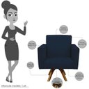 Ver imagem 3 de Poltrona Decorativa Giratória Sala de Estar Base de Madeira Helô Suede Azul Marinho - Lyam Decor