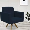 Ver imagem 2 de Poltrona Decorativa Giratória Sala de Estar Base de Madeira Helô Suede Azul Marinho - Lyam Decor