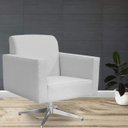 Ver imagem 2 de Poltrona Decorativa com Base Giratória Para Sala de Estar Helô Linho Cinza - Lyam Decor