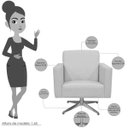 Ver imagem 3 de Poltrona Decorativa com Base Giratória Para Sala de Estar Helô Linho Cinza - Lyam Decor