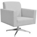 Ver imagem 1 de Poltrona Decorativa com Base Giratória Para Sala de Estar Helô Linho Cinza - Lyam Decor