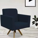 Ver imagem 2 de Kit 2 Poltronas Decorativas Giratória Base de Madeira Helô Suede Azul Marinho -