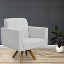 Ver imagem 2 de Poltrona Decorativa Giratória Madeira para Sala de Estar Helô Linho Cinza - Lyam Decor