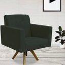 Ver imagem 2 de Poltrona Decorativa Giratória Sala de Estar Base de Madeira Helô Suede Cinza - Lyam Decor