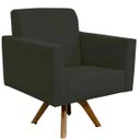 Ver imagem 1 de Poltrona Decorativa Giratória Sala de Estar Base de Madeira Helô Suede Cinza - Lyam Decor