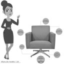 Ver imagem 3 de Poltrona Decorativa com Base Giratória Para Sala de Estar Helô Linho Cinza Escuro - Lyam Decor