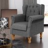 Poltrona Decorativa Para Sala de Estar Yara Linho Cinza Escuro - Lyam Decor - 2
