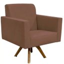 Ver imagem 2 de Poltrona Decorativa Giratória Sala de Estar Base de Madeira Helô Suede Rosê - Lyam Decor