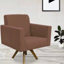 Ver imagem 1 de Poltrona Decorativa Giratória Sala de Estar Base de Madeira Helô Suede Rosê - Lyam Decor