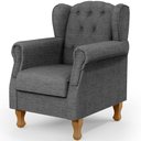 Ver imagem 3 de Kit 2 Poltronas Decorativas para Yara Linho Cinza Escuro - Lyam Decor