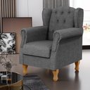 Ver imagem 2 de Kit 2 Poltronas Decorativas para Yara Linho Cinza Escuro - Lyam Decor