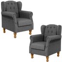 Ver imagem 1 de Kit 2 Poltronas Decorativas para Yara Linho Cinza Escuro - Lyam Decor