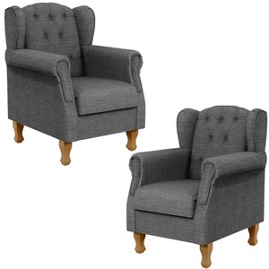 Kit 2 Poltronas Decorativas para Yara Linho Cinza Escuro - Lyam Decor
