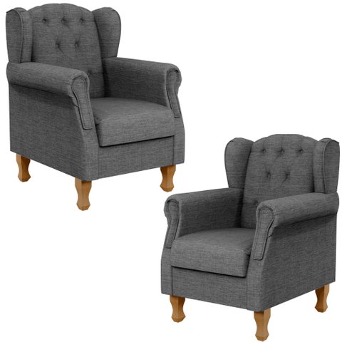 Kit 2 Poltronas Decorativas para Yara Linho Cinza Escuro - Lyam Decor