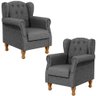 Kit 2 Poltronas Decorativas para Yara Linho Cinza Escuro - Lyam Decor - 1
