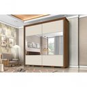 Ver imagem 1 de Guarda Roupa Casal 100% Mdf California Porta Correr com Espelho 7 Gavetas Canela Off White Carmolar